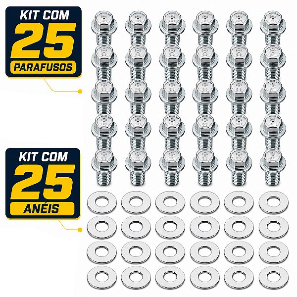 Kit 25 bujão cárter óleo CG125 CG150 CG160 YBR125 CRF250F Bros ML125 RD135 todos os modelos com arruela de alumínio