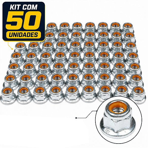 Kit 50 porca M8 sextavada travante flange chave 13 do prisioneiro coroa CRF230F 07/20 NXR150 NXR160 XRE190 XR250 Tornado