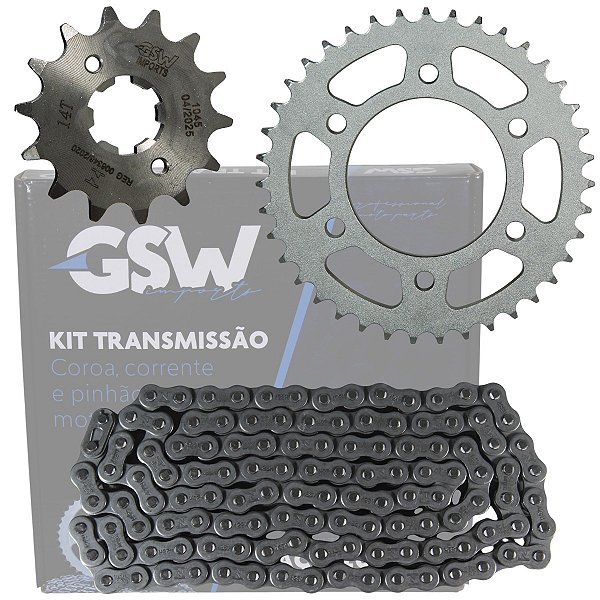 Kit relação transmissão tração YBR150 Factor 2016 em diante GSW