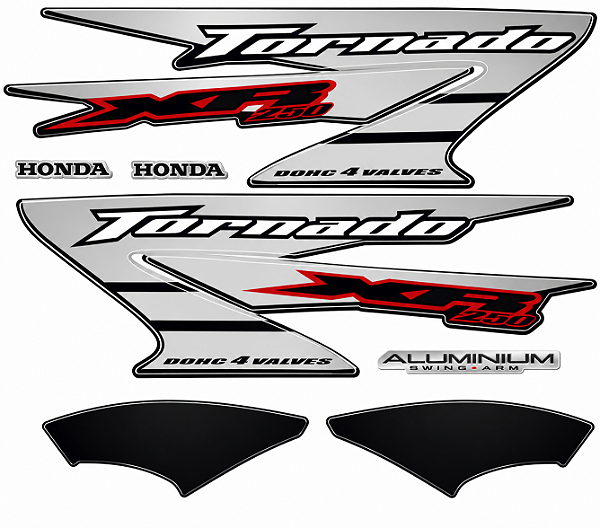 Kit jogo faixa adesivos moto XR250 Tornado 2006 preto