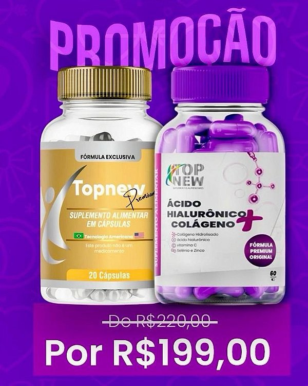 Leve TOPNEW Premium e Ácido Hialurônico + Colágeno