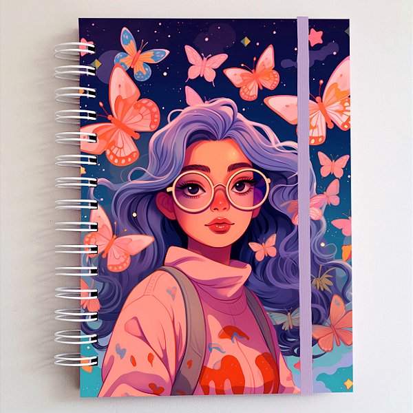 Sketchbook Capa Dura Garota/lilás - A5