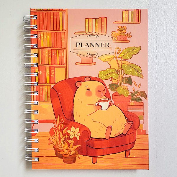 Planner Agenda Semanal Capivaras / Laranja - 2026 ou Não Datado - Capa Dura A5