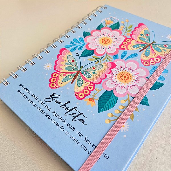 Sketchbook Aquarela A5 Montval 300g Capa Dura - Borboletas/azul-claro