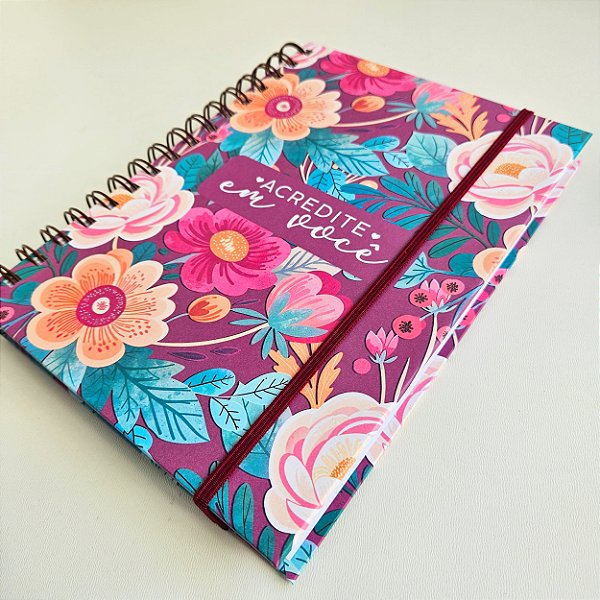 Sketchbook Aquarela A5 Montval 300g Capa Dura - Floral/bordô