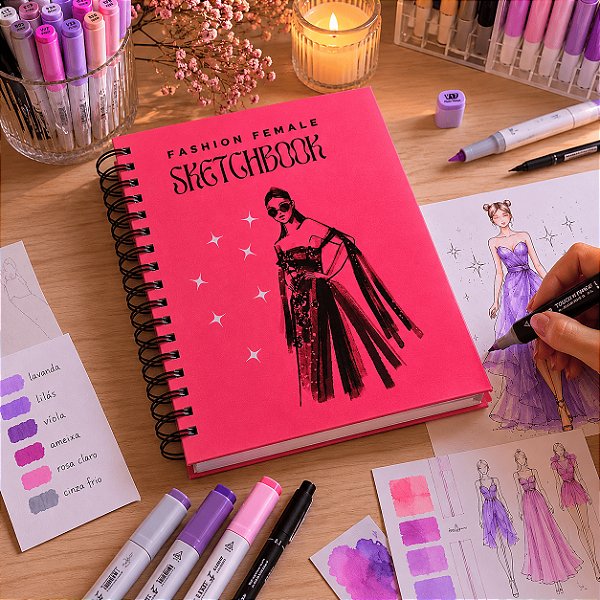 Fashion Female Sketchbook - Design de Moda - Croqui de Modelos A5