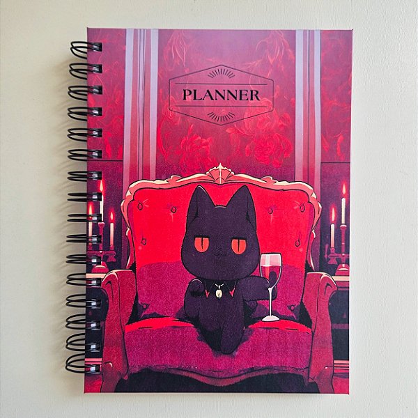 Planner Agenda Semanal Vampicat / Vermelho - 2026 ou Não Datado - Capa Dura A5