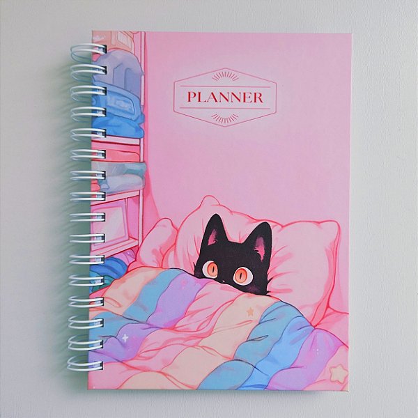 Planner Agenda Semanal Gato / Rosa - 2026 ou Não Datado - Capa Dura A5