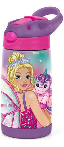 Garrafa Barbie Princesa Unicórnio Aço Inox 500ml