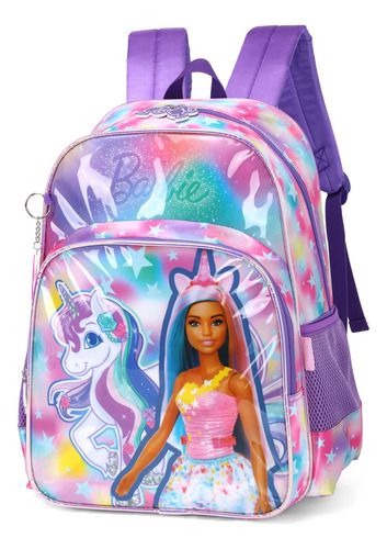 Mochila Costas Infantil Original Barbie Princesa Unicórnio