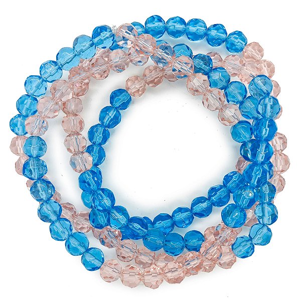 Guia Cristal De Vidro 8MM Rosa Claro/Azul