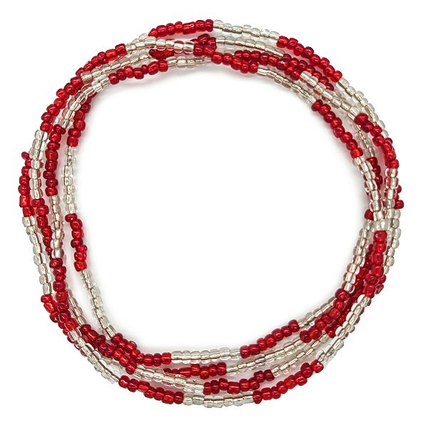 Guia Missanga Vermelho/Incolor Miçanga Transparente (60CM)