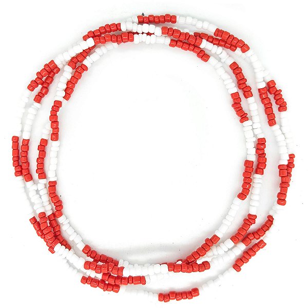 Guia Missanga Vermelho/Branco Miçanga Leitosa (60CM)