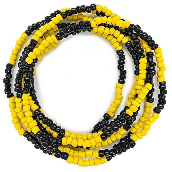 Guia Missanga Preto/Amarelo Miçanga Leitosa (60CM)