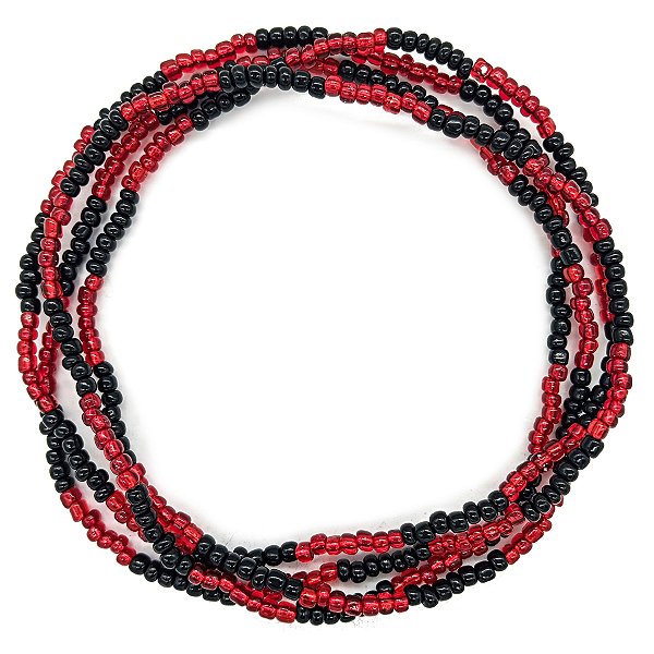 Guia Missanga Vermelho/Preto Miçanga Transparente (45CM)