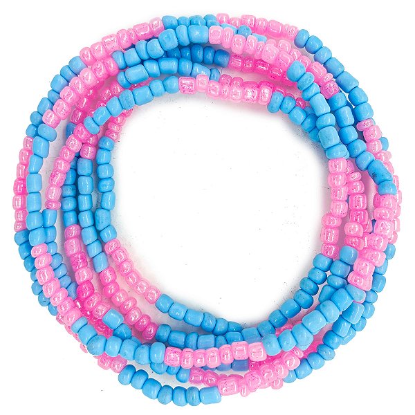 Guia Missanga Rosa/Azul Miçanga Leitosa (45CM)