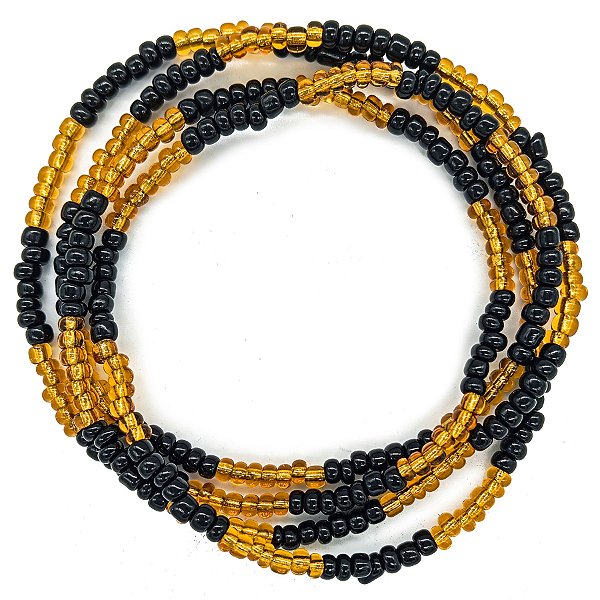 Guia Missanga Preto/Dourado Miçanga Transparente (45CM)