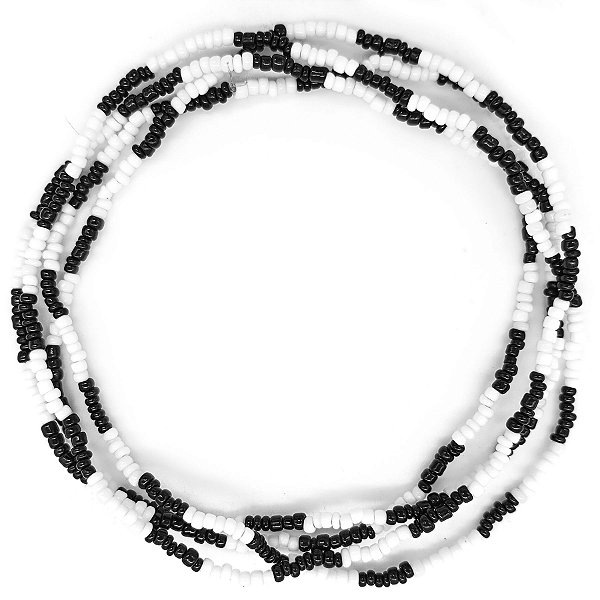 Guia Missanga Preto/Branco Miçanga Leitosa (45CM)