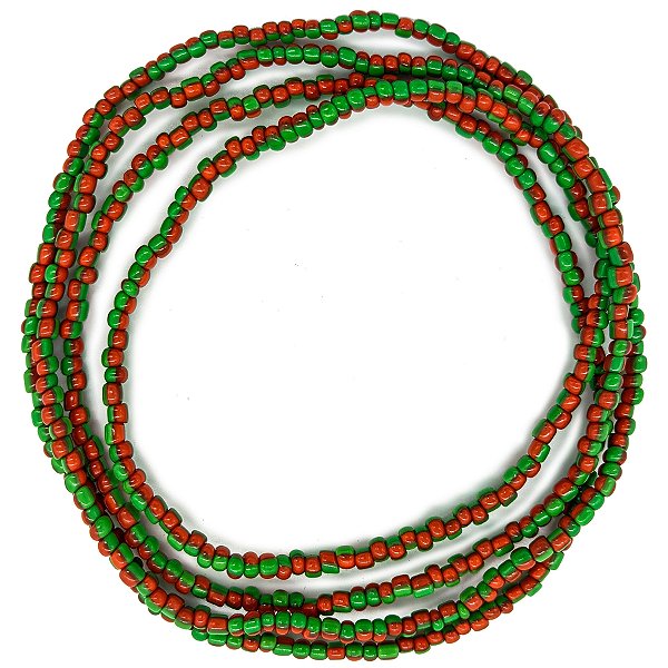 Guia Missanguinha P/ Proteção Miçanga Leitosa Verde/Vermelho