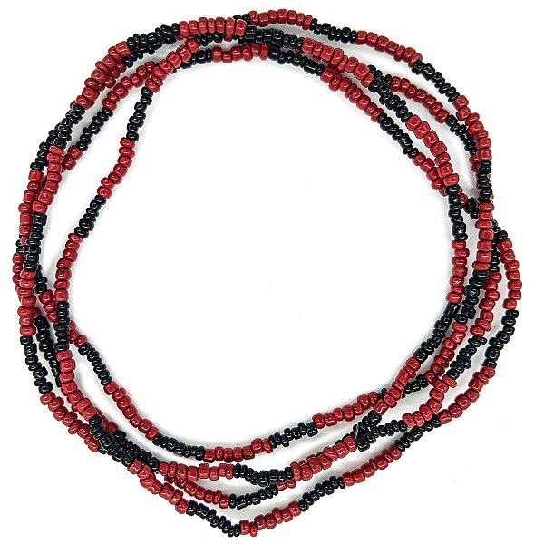 Guia Missanguinha P/ Proteção Miçanga Leitosa Preto/Vermelho