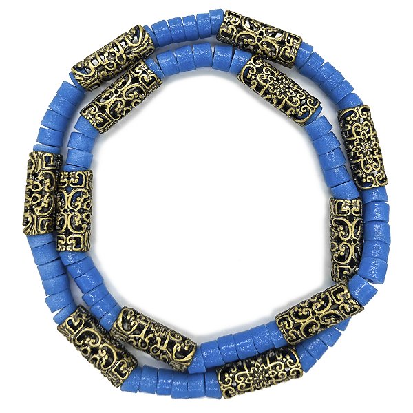 Guia De Coral Africano Azul Com Entremeios Metalicos