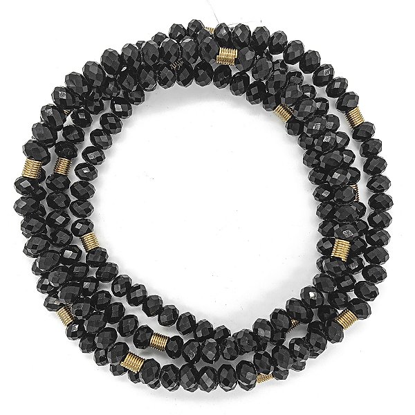 Guia Cristal Preto Com Entremeio De Rosca De Arame