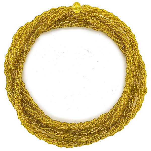 Guia Brajá Torcido Missanguinha Amarelo Miçanga Transparente