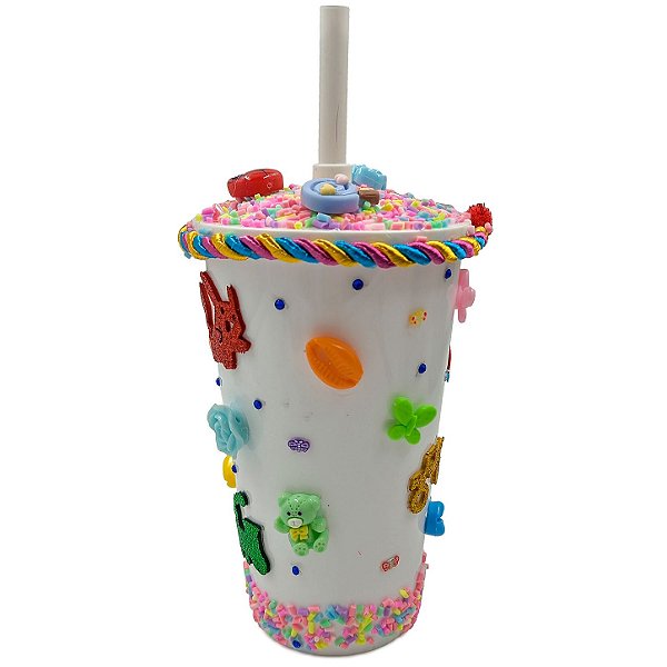 Copo Enfeitado P/ Erê Criança Diversos 500Ml Branco