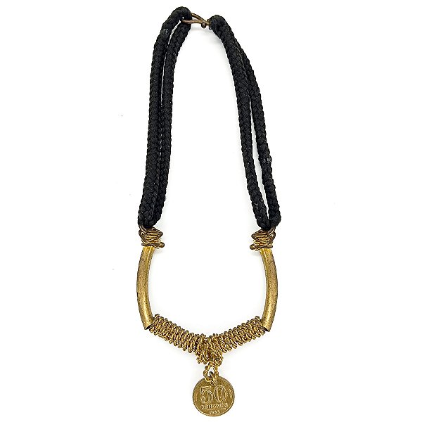 Colar Cigano Moeda Dourada Com Cordão E Fecho