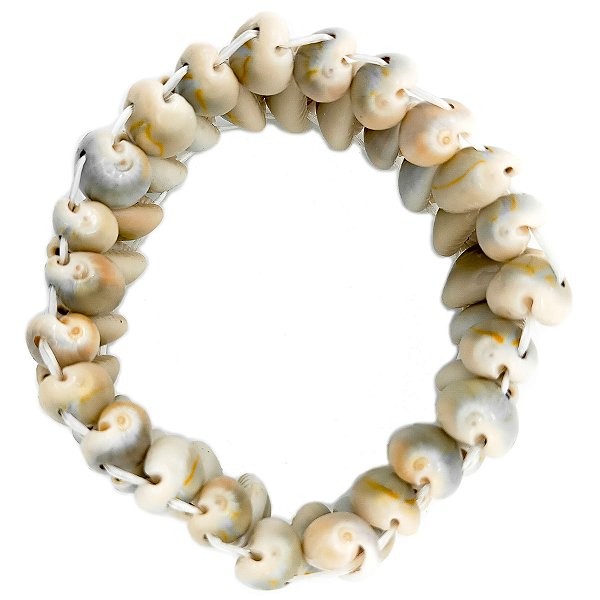 Pulseira Elástica C/ 46 Buzios De Furo Duplo Empilhados
