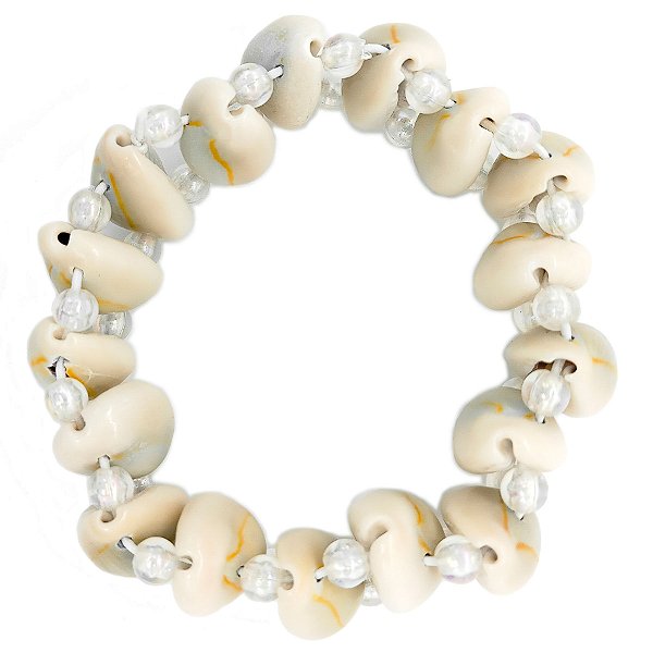 Pulseira Elástica C/ 17 Buzios E Missangas Plásticas