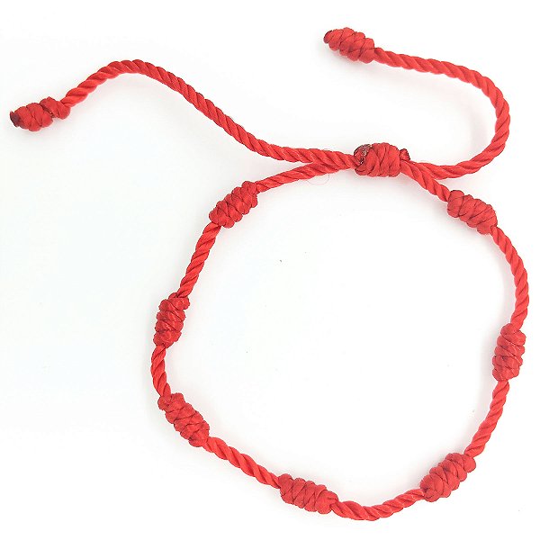 Pulseira 7 Nós Vermelha Proteção E Boa Sorte