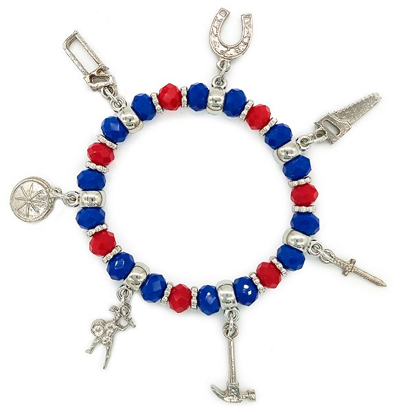 Pulseira Adorno Enfeite P/ Quartinha Orixá Ogum Vermelho/Azul Marinho