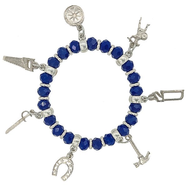 Pulseira Adorno Enfeite P/ Quartinha Orixá Ogum Azul Marinho