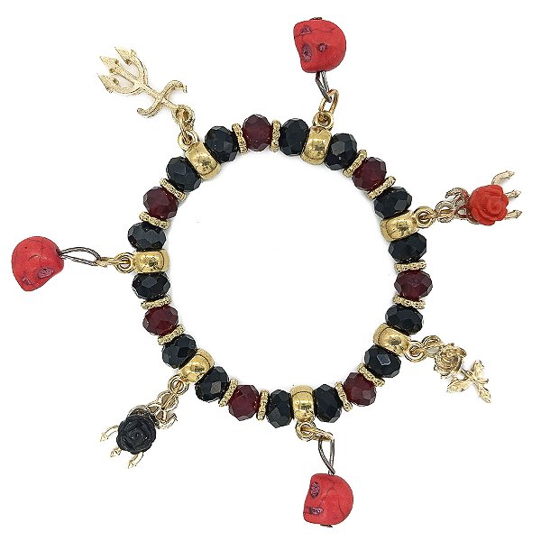 Pulseira Adorno Enfeite P/ Quartinha Pombagira Rosa Caveira