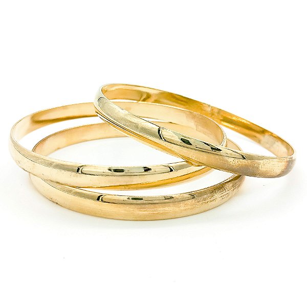 Pulseira Dourada Trio Argolas Lisas
