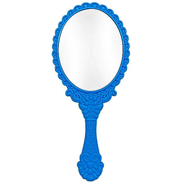 Espelho Abebe Azul De Mao Provençal Oval Medio
