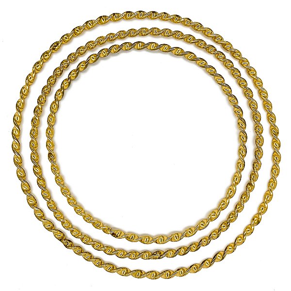 Conjunto Jogo De Ibo Torcido Dourado Kit 3 Idé Para Pescoço