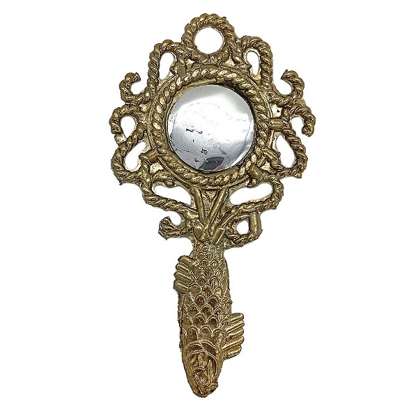 Mini Espelho Abebe Dourado Pingente P/ Guias E Assentamentos