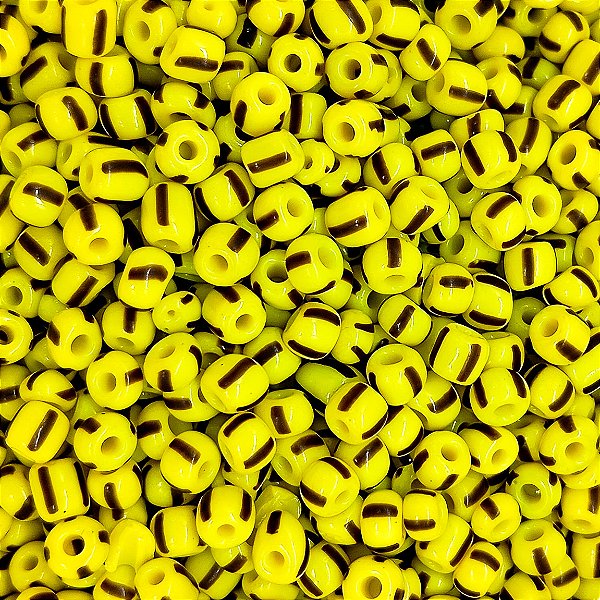 Miçanga Pacote 500g Conta de Missanga Leitosa Rajada Amarelo/Preto