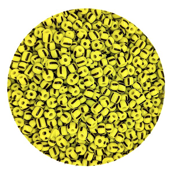 Pacote 500G Conta De Missanga Leitosa Amarelo/Preto