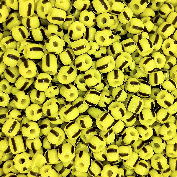 Pacote 500G Conta De Missanga Leitosa Amarelo/Preto