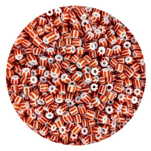 Miçanga Pacote 100g Conta de Missanga Leitosa Rajada Vermelho/Branco