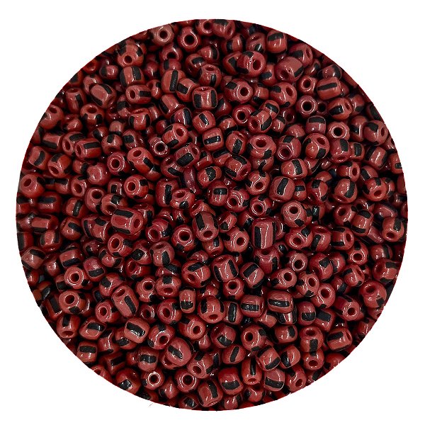 Pacote 100G Conta De Missanga Leitosa Vermelho/Preto