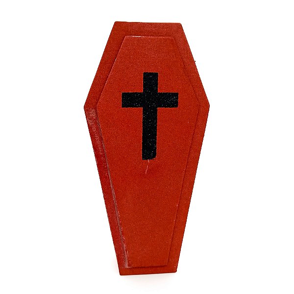 Mini Caixão Vermelho Com Cruz Para Ritual