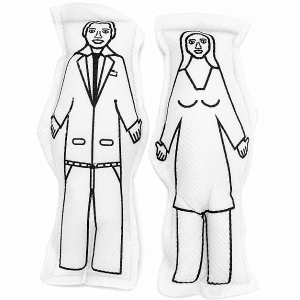 Dupla Casal Homem/Mulher Branco Boneco de Pano 14cm Vodu Magia Voodoo Ritual Quimbanda Bruxaria Umbanda