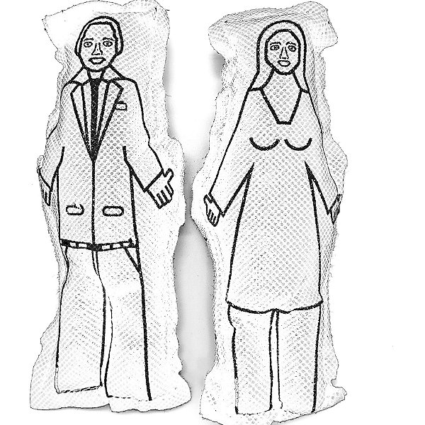 Bonecos De Vodu Branco Casal Vudu Homem E Mulher Para Magia