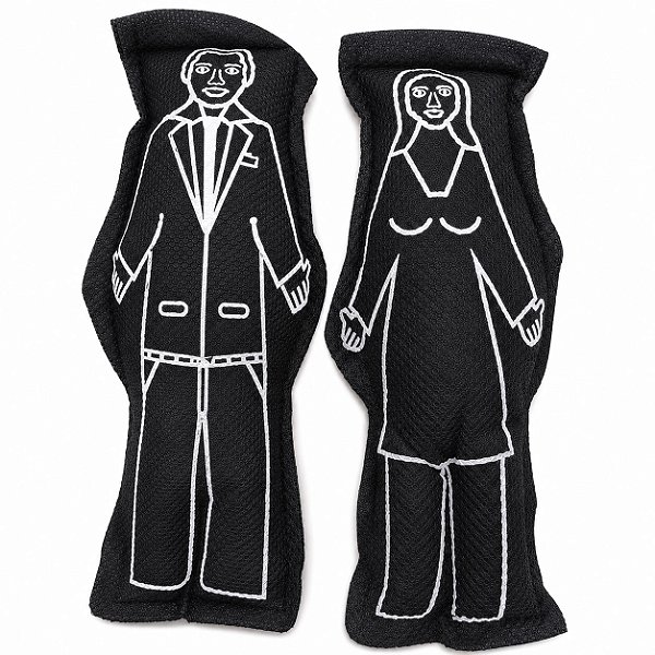 Dupla Casal Homem/Mulher Preto Boneco de Pano 14cm Vodu Magia Voodoo Ritual Quimbanda Bruxaria Umbanda