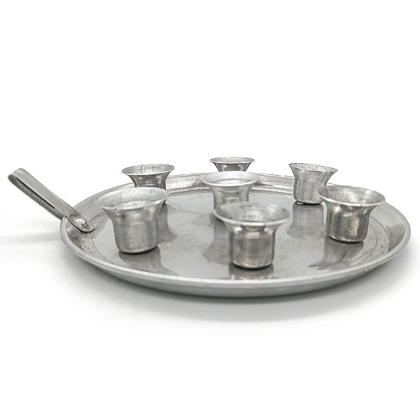 Suporte p/ Sete Velas Palito Castiçal Em Alumínio Porta 7 Velas C/ Alça