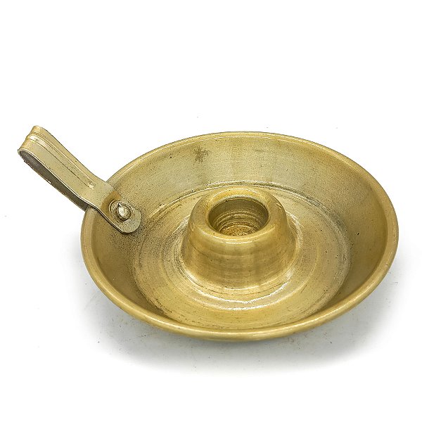 Suporte p/ Vela Palito Castiçal Em Alumínio Dourado Porta Vela C/ Alça